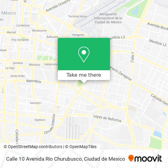Calle 10 Avenida Río Churubusco map
