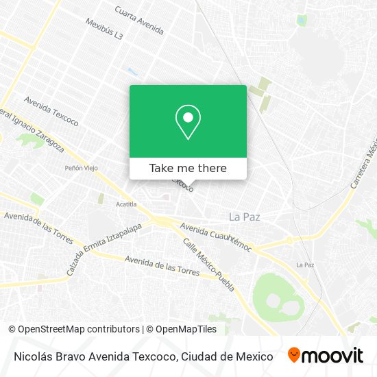 Mapa de Nicolás Bravo Avenida Texcoco