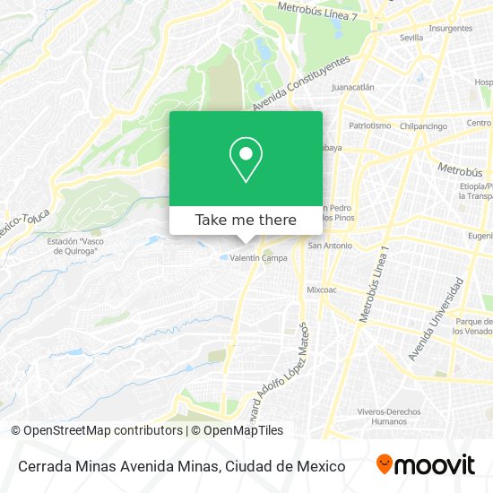 Mapa de Cerrada Minas Avenida Minas