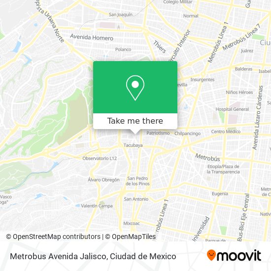 Metrobus Avenida Jalisco map