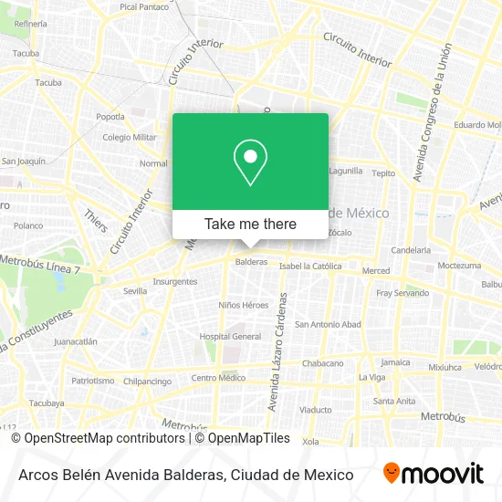 Mapa de Arcos Belén Avenida Balderas