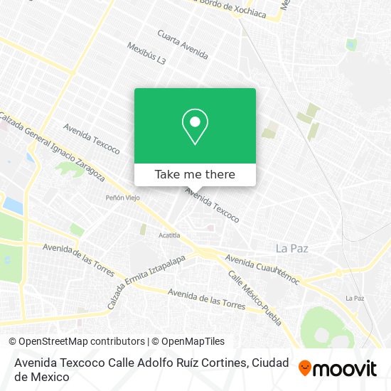 Mapa de Avenida Texcoco Calle Adolfo Ruíz Cortines