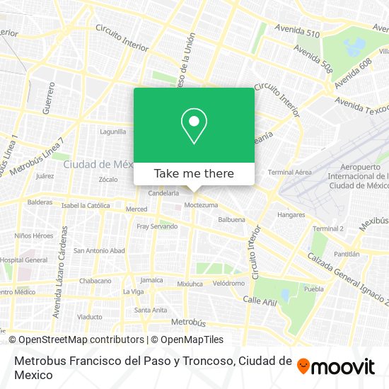 Metrobus Francisco del Paso y Troncoso map