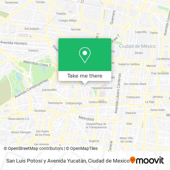 Mapa de San Luis Potosí y Avenida Yucatán