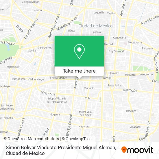 Simón Bolívar Viaducto Presidente Miguel Alemán map