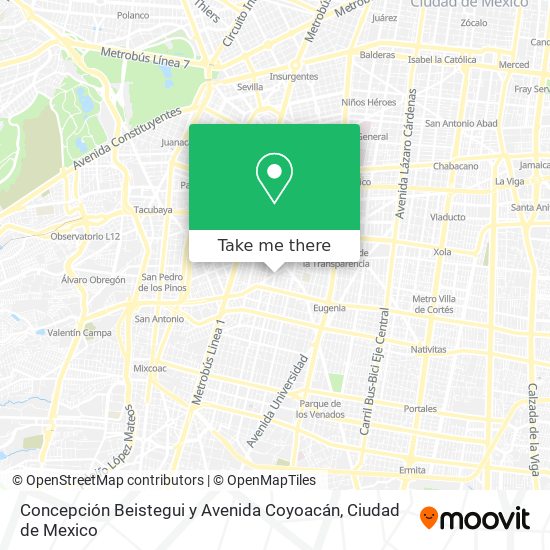 Concepción Beistegui y Avenida Coyoacán map