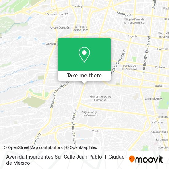Avenida Insurgentes Sur Calle Juan Pablo II map