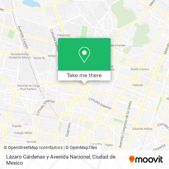 Mapa de Lázaro Cárdenas y Avenida Nacional