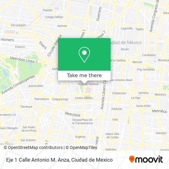 Mapa de Eje 1 Calle Antonio M. Anza