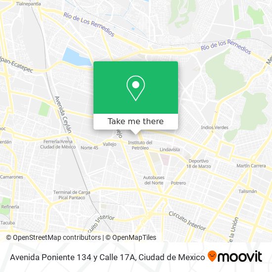 Avenida Poniente 134 y Calle 17A map