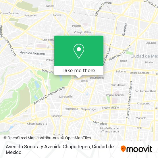 Avenida Sonora y Avenida Chapultepec map
