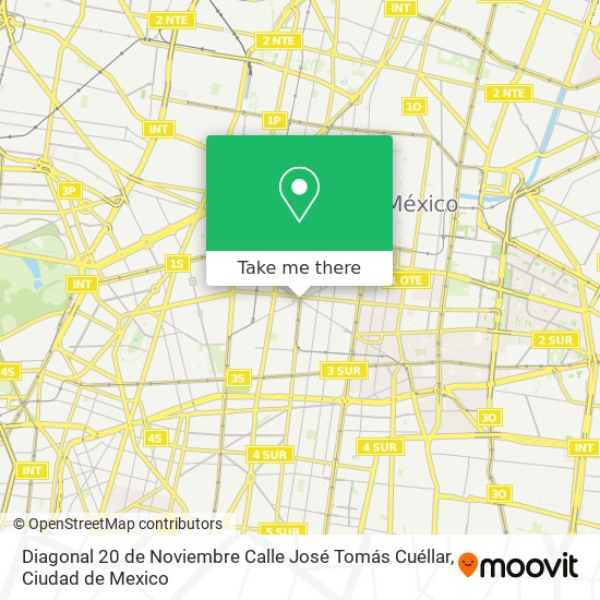 Diagonal 20 de Noviembre Calle José Tomás Cuéllar map