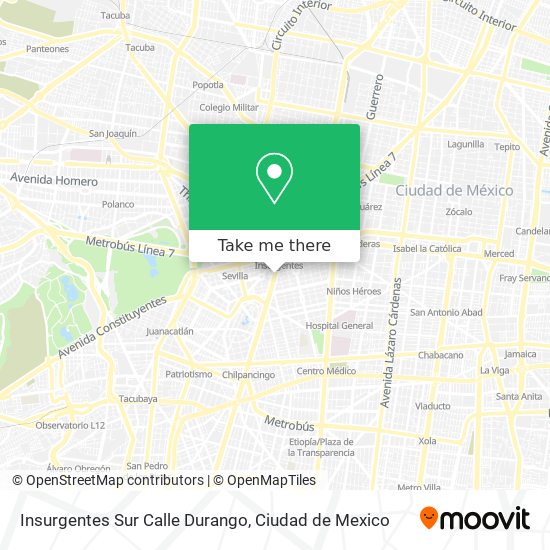 Insurgentes Sur Calle Durango map