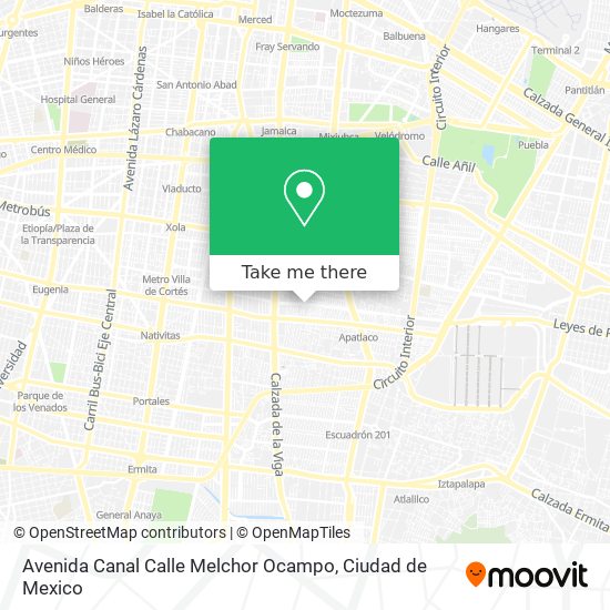 Avenida Canal Calle Melchor Ocampo map