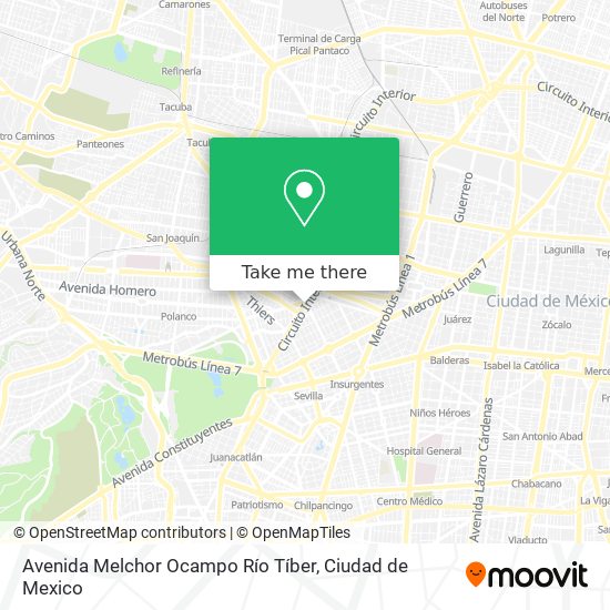 Avenida Melchor Ocampo Río Tíber map
