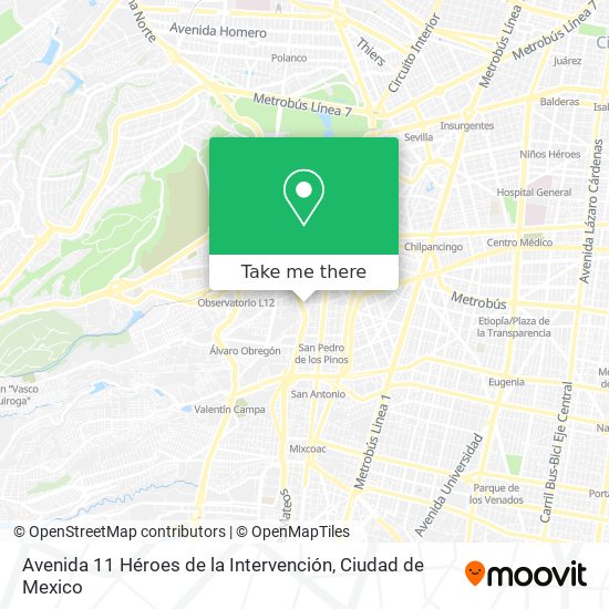 Avenida 11 Héroes de la Intervención map