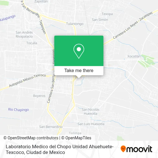 Mapa de Laboratorio Medico del Chopo Unidad Ahuehuete-Texcoco