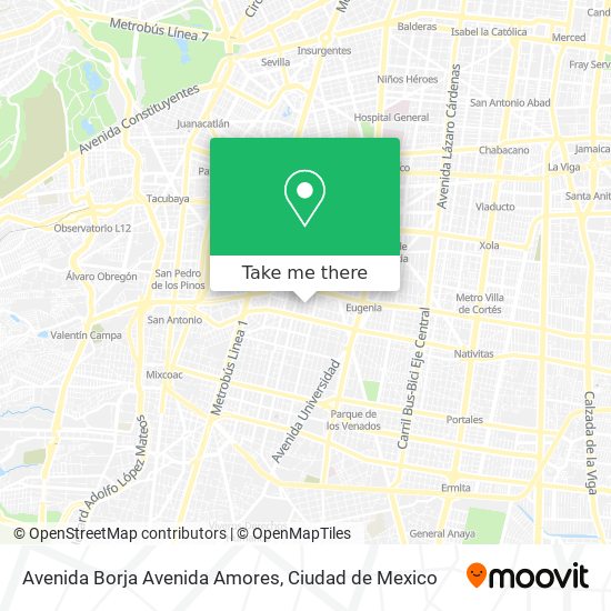 Mapa de Avenida Borja Avenida Amores