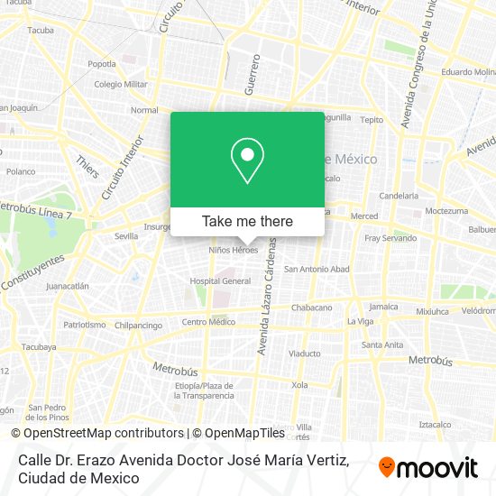 Mapa de Calle Dr. Erazo Avenida Doctor José María Vertiz