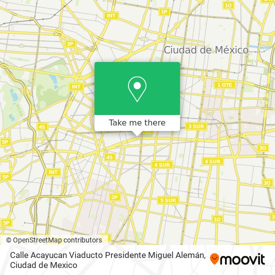 Mapa de Calle Acayucan Viaducto Presidente Miguel Alemán