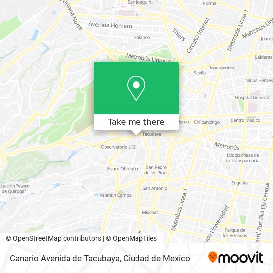Canario Avenida de Tacubaya map