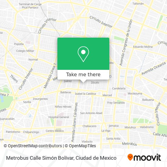 Metrobus Calle Simón Bolívar map