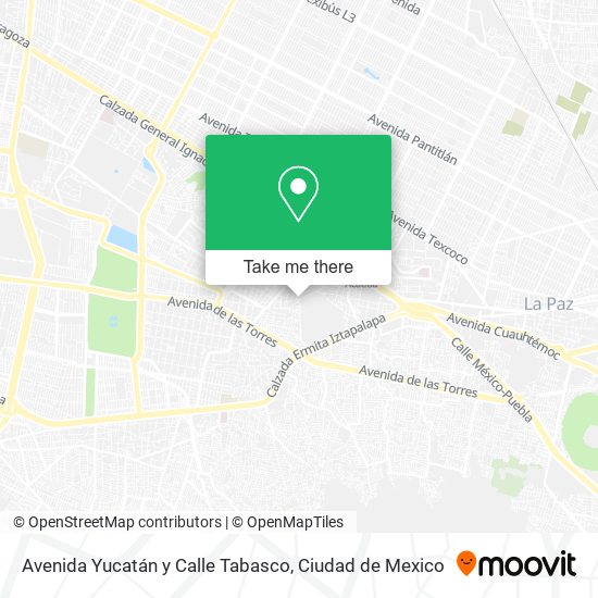 Mapa de Avenida Yucatán y Calle Tabasco