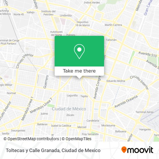 Mapa de Toltecas y Calle Granada