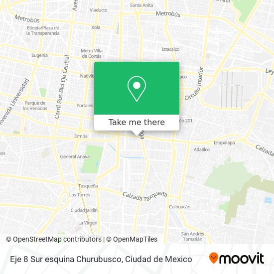 Eje 8 Sur esquina Churubusco map