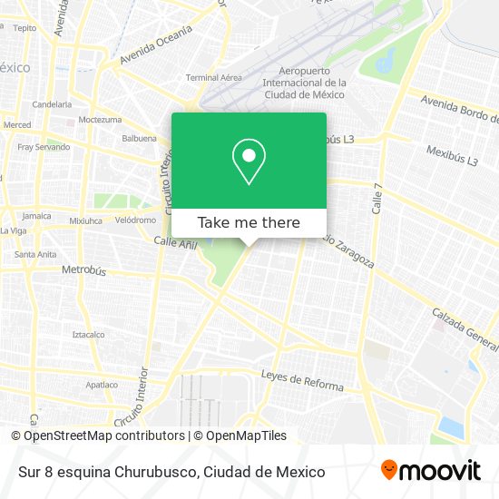 Mapa de Sur 8 esquina Churubusco