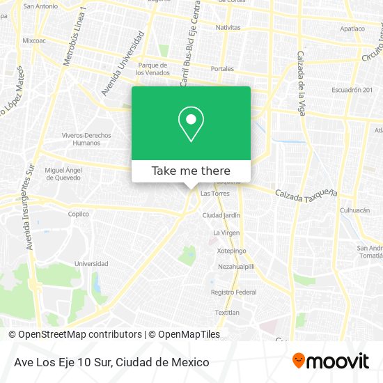 Ave Los Eje 10 Sur map
