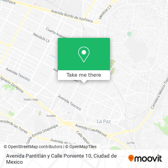 Mapa de Avenida Pantitlán y Calle Poniente 10