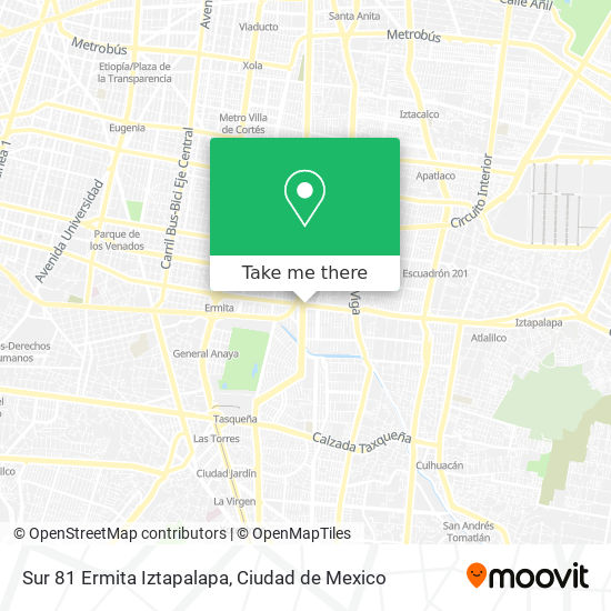 Sur 81 Ermita Iztapalapa map