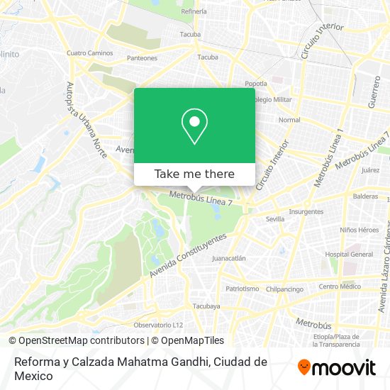 Reforma y Calzada Mahatma Gandhi map