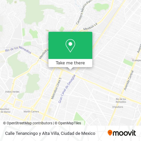 Calle Tenancingo y Alta Villa map