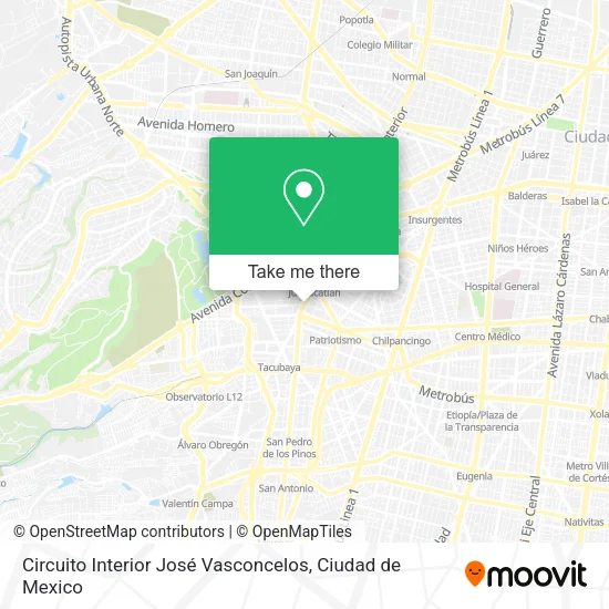 Mapa de Circuito Interior José Vasconcelos