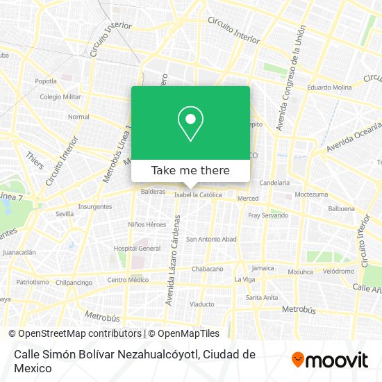 Mapa de Calle Simón Bolívar Nezahualcóyotl