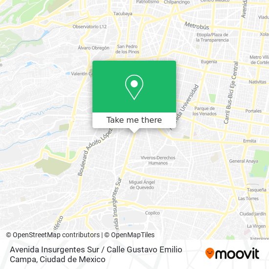 Mapa de Avenida Insurgentes Sur / Calle Gustavo Emilio Campa