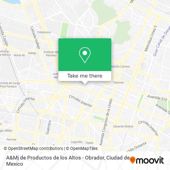 Mapa de A&Mj de Productos de los Altos - Obrador