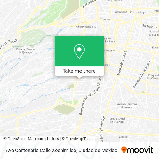 Ave Centenario Calle Xochimilco map