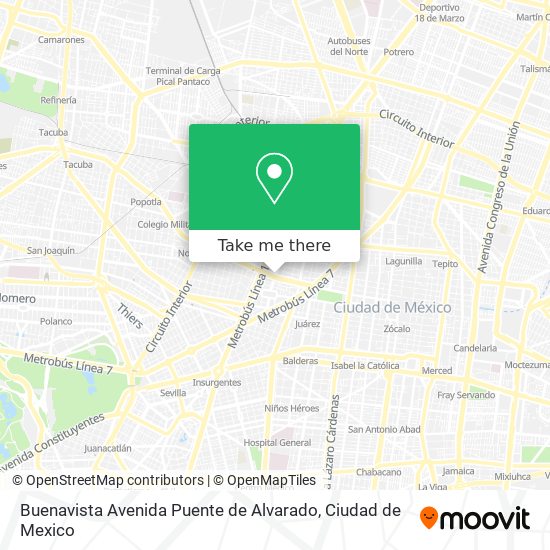 Buenavista Avenida Puente de Alvarado map