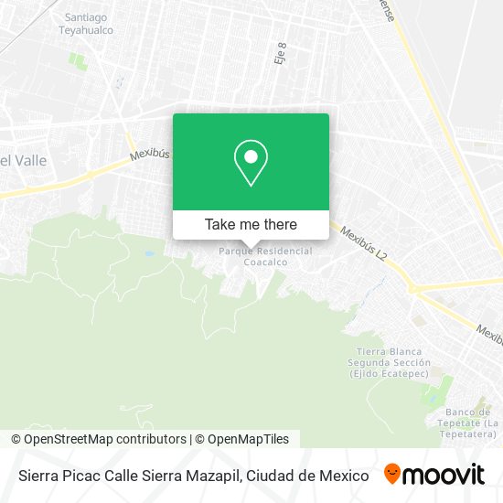 Sierra Picac Calle Sierra Mazapil, Bosques de Coacalco map