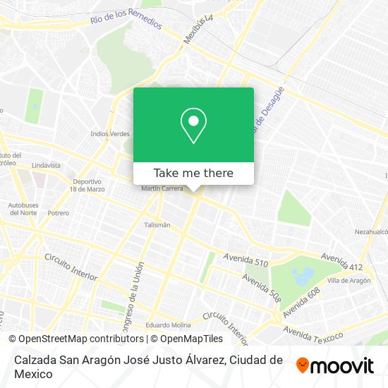 Calzada San Aragón José Justo Álvarez map