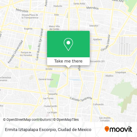 Ermita Iztapalapa Escorpio map