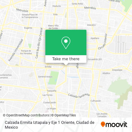 Mapa de Calzada Ermita Iztapala y Eje 1 Oriente