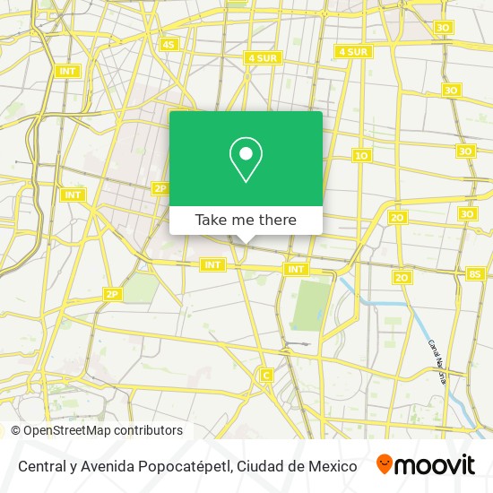 Mapa de Central y Avenida Popocatépetl