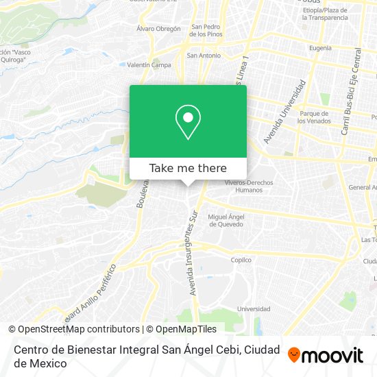Mapa de Centro de Bienestar Integral San Ángel Cebi