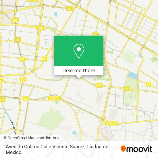 Mapa de Avenida Colima Calle Vicente Suárez