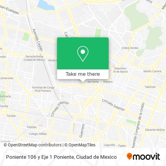 Mapa de Poniente 106 y Eje 1 Poniente