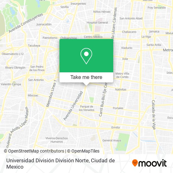 Universidad División División Norte map